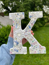 Load image into Gallery viewer, Green Blue and Purple DIY Mosaic Kit | Wooden Hanging Letter | Dorm Room Decoration | Custom Initial Decor

