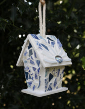 Load image into Gallery viewer, Blue and White DIY Mosaic Birdhouse Kit
