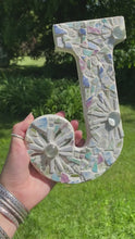 Load and play video in Gallery viewer, Green Blue and Purple DIY Mosaic Kit | Wooden Hanging Letter | Dorm Room Decoration | Custom Initial Decor

